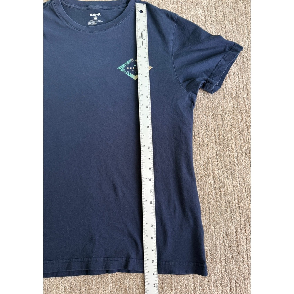 Hurley Mens Navy Blue Graphic T-Shirt Palm Leaf Diamond Logo Size Medium
